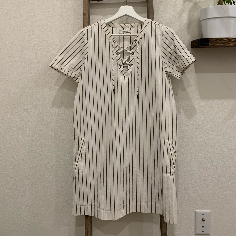 Madewell Harbor Lace-Up Shift Dress